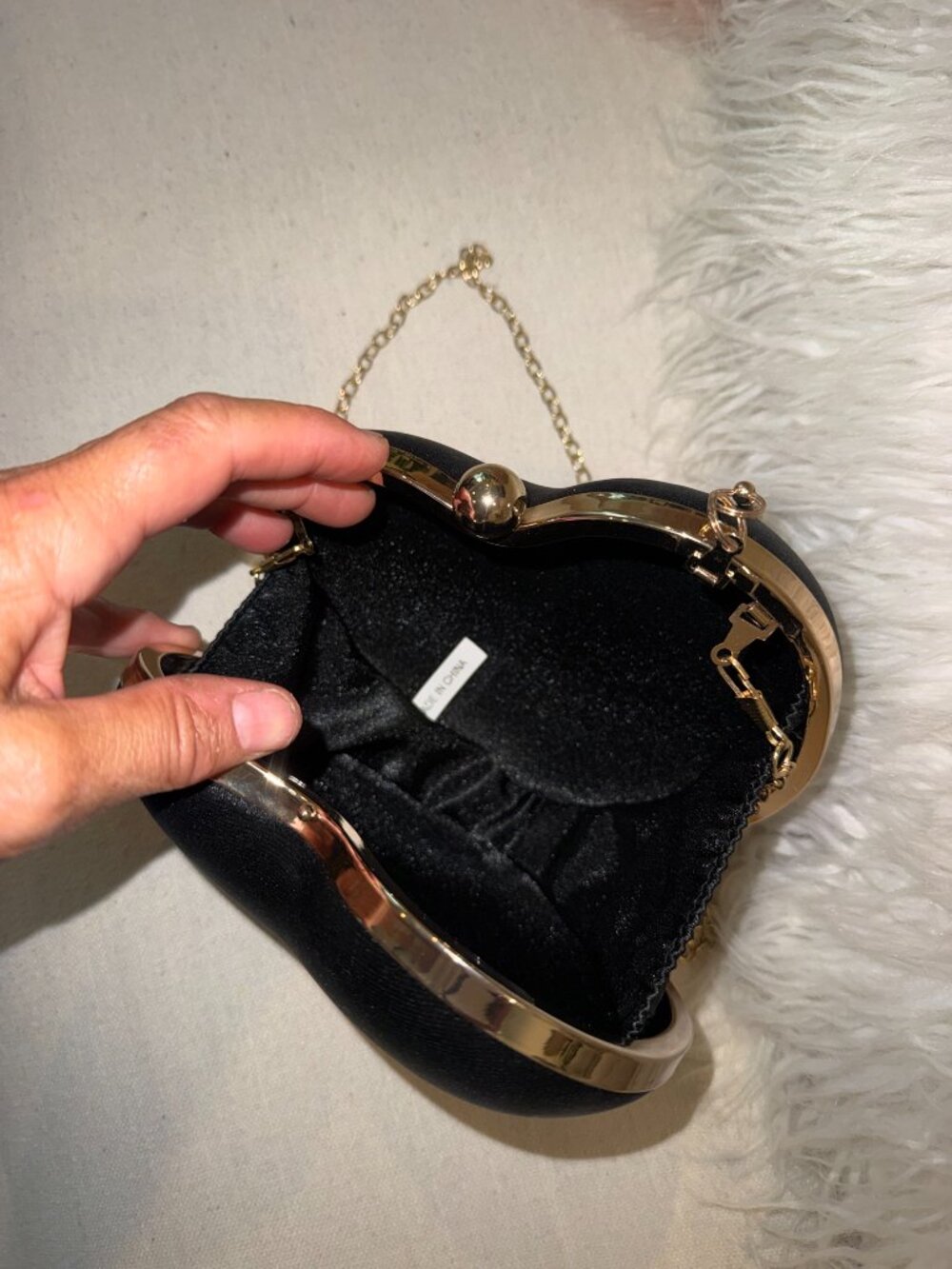 Black Satin Heart Shaped Evening Bag - Picture 2 of 5